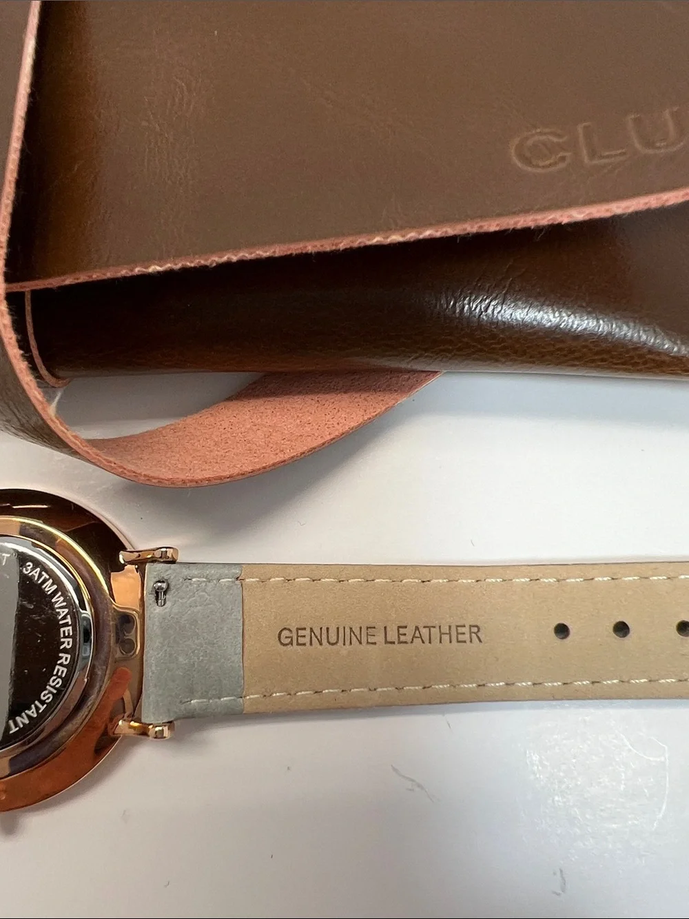 Cluse Men'sWomen’s Grey Leather Strap Watch with Rose Gold Case